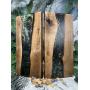 Нарды из натурального дерева и чёрной эпоксидной смолы — авторская ручная работа