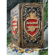 Резные деревянные нарды «Arsenal» — ручная резьба и футбольная символика 32х64 Резные деревянные нарды «Arsenal» — ручная резьба и футбольная символика 32х64