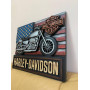 Картина з дерева, панно мотоцикл "Harley Davidson"