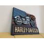 Картина з дерева, панно мотоцикл "Harley Davidson"